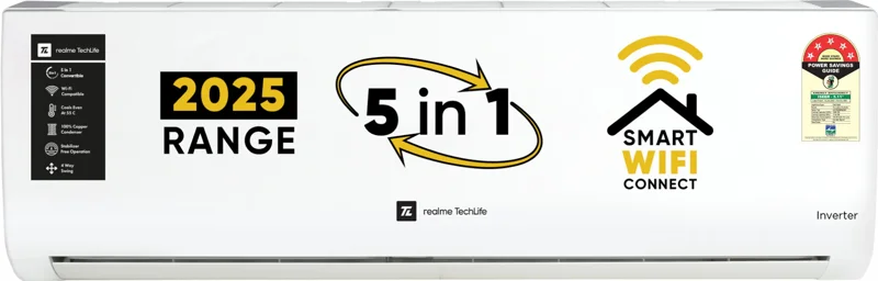 Realme TechLife 105IPG25WRS 1 Ton 5 Star 2025 Inverter Split AC